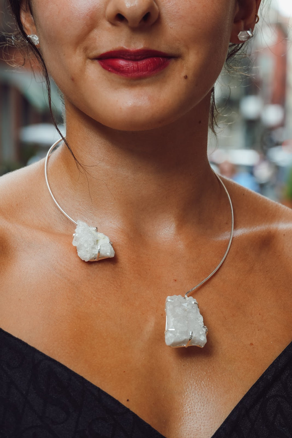 Bossa Necklace - Silver Clear Quartz