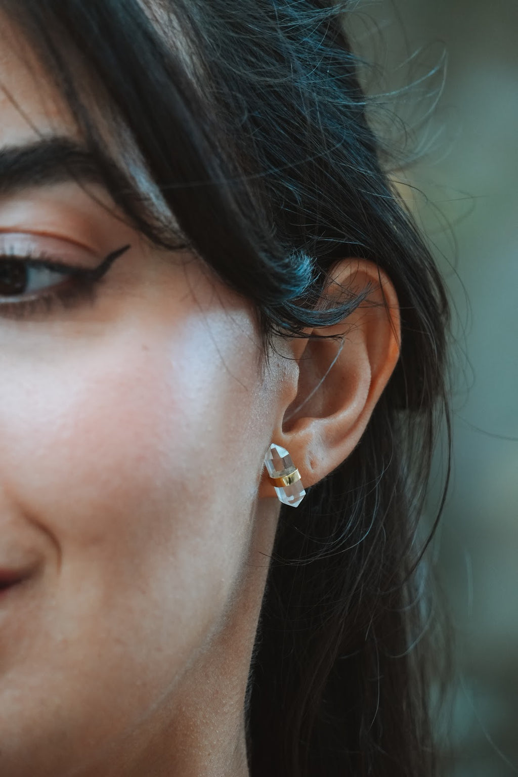 Noronha Earrings - Gold Clear Quartz