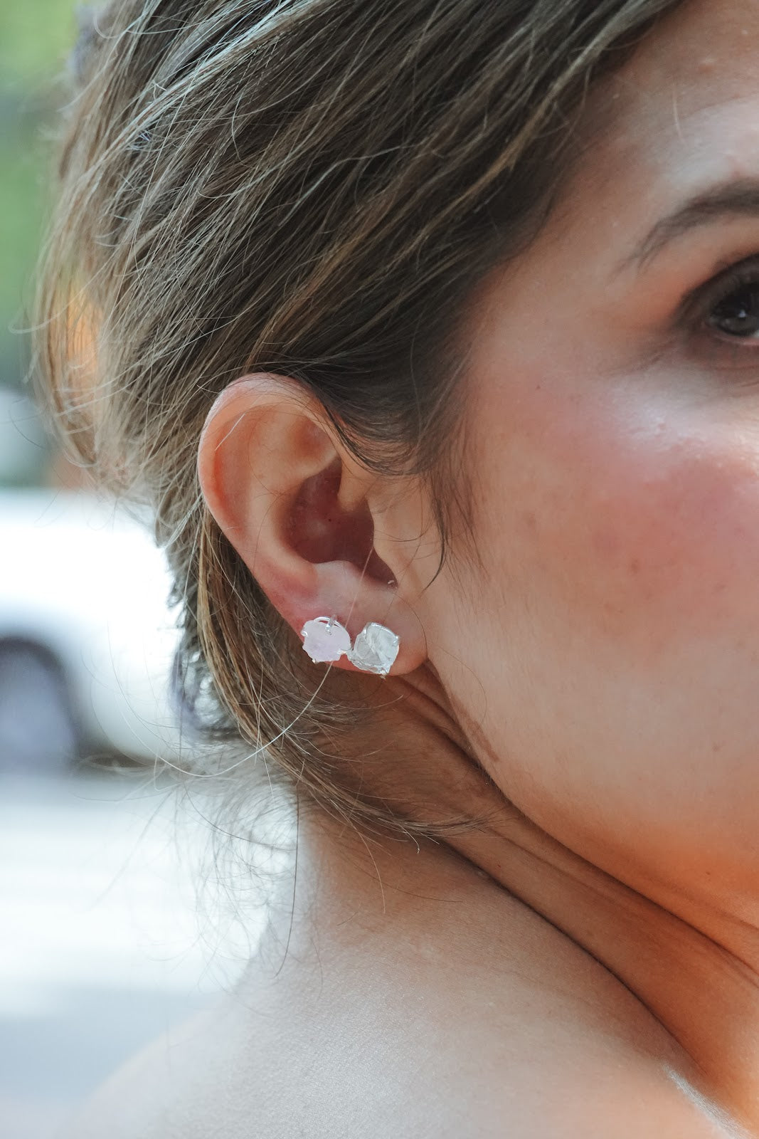 Denguinho Earrings - Silver Rose Quartz