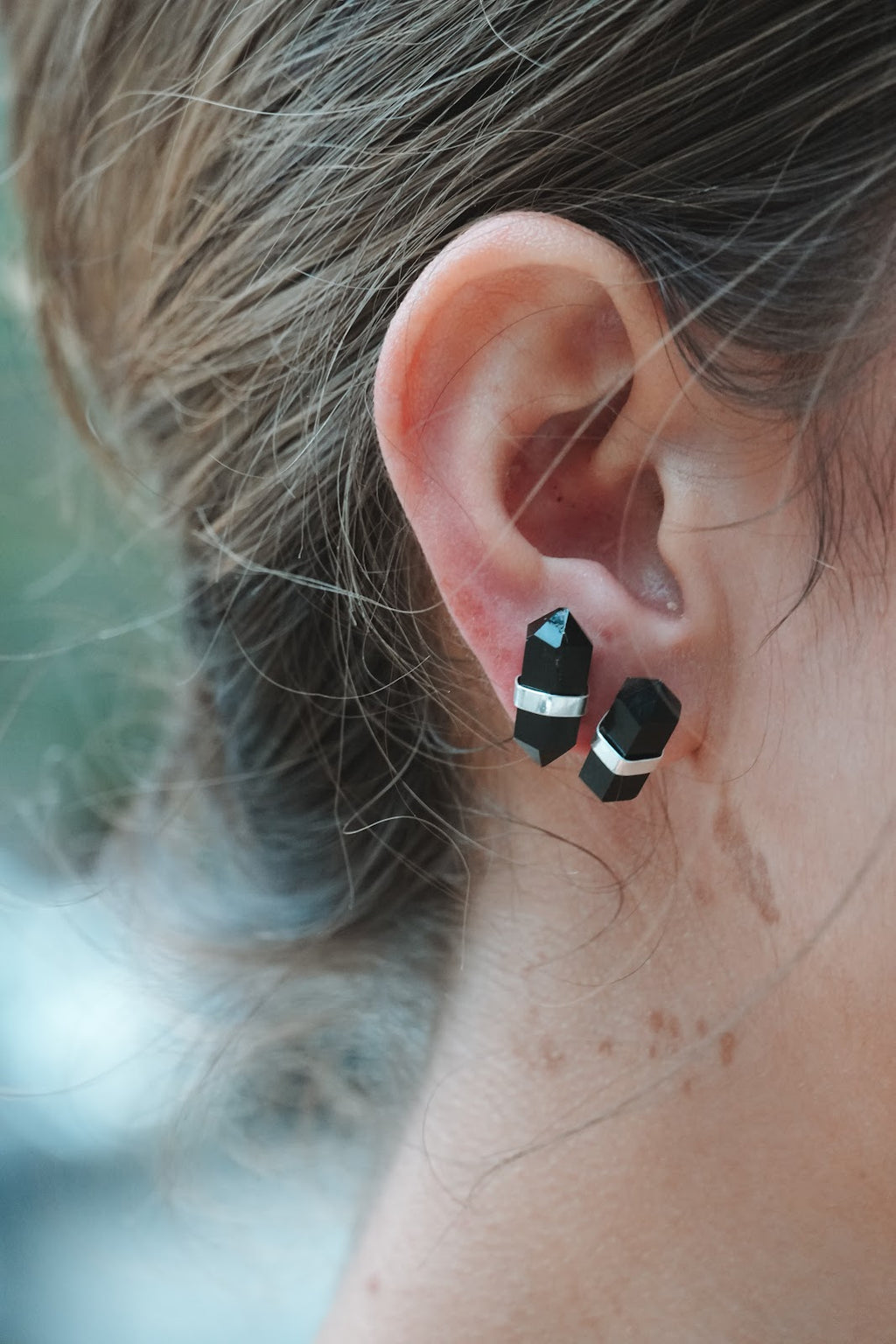 Noronha Earrings - Silver Black Tourmaline