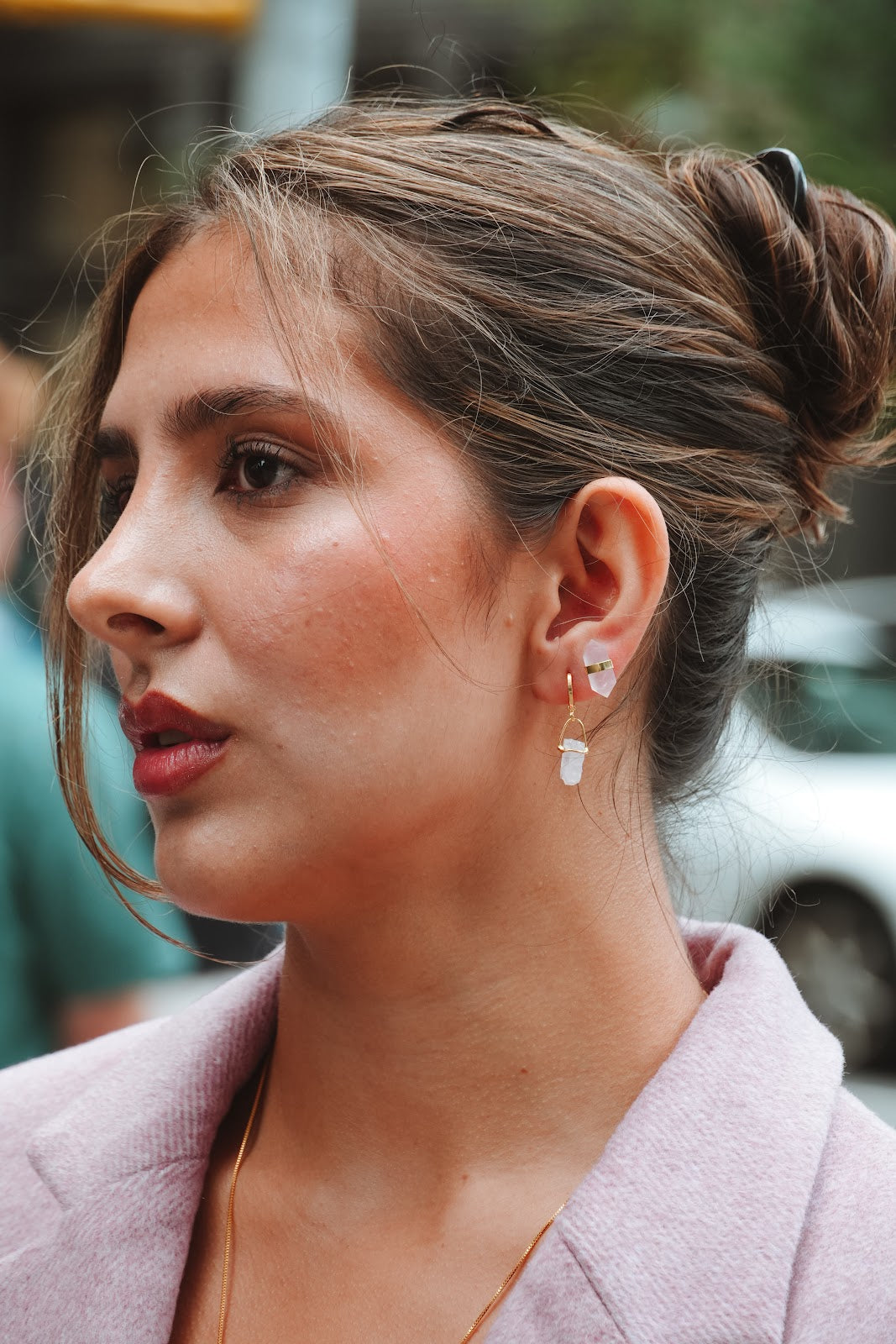 Caraiva Earrings - Gold Rose Quartz
