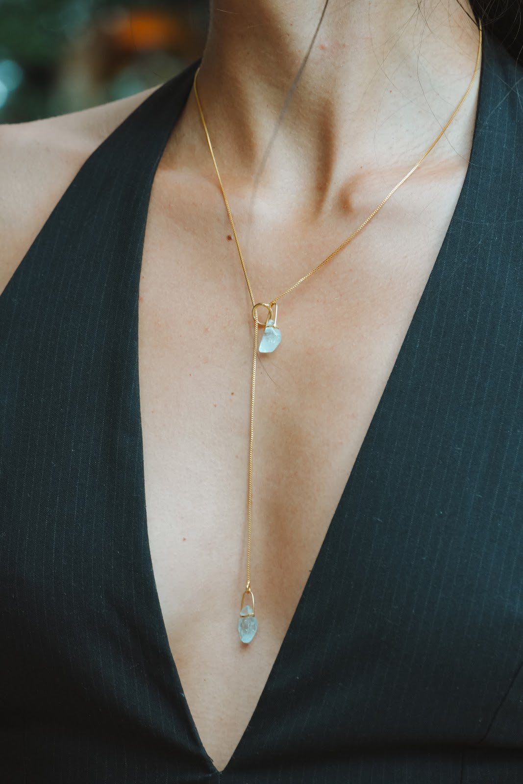 Tarsila Necklace - Gold Aquamarine