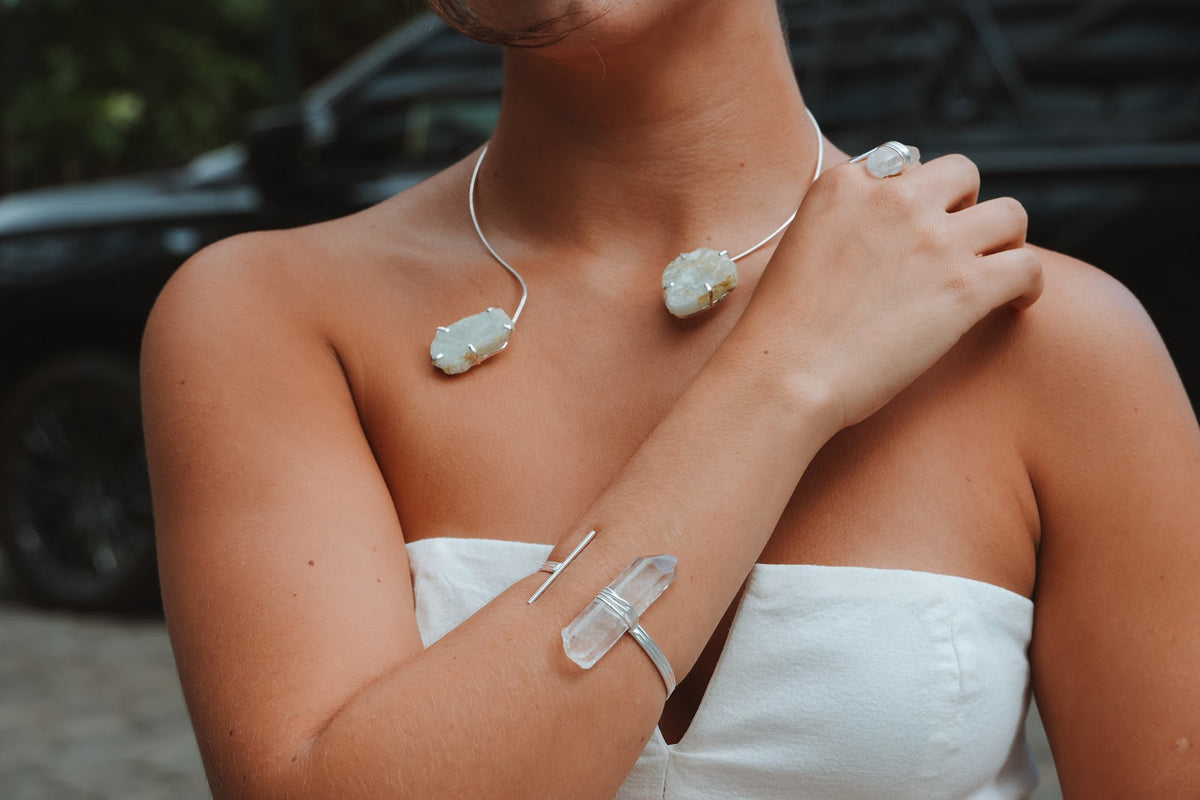 Bossa Necklace - Silver Aquamarine