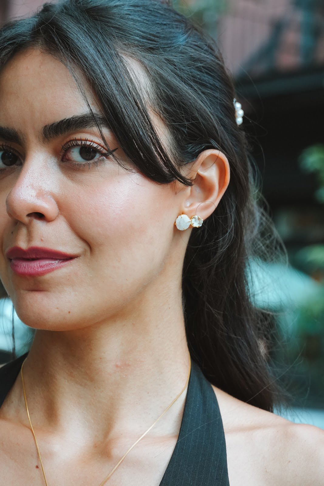 Dengo Earrings - Gold White Quartz