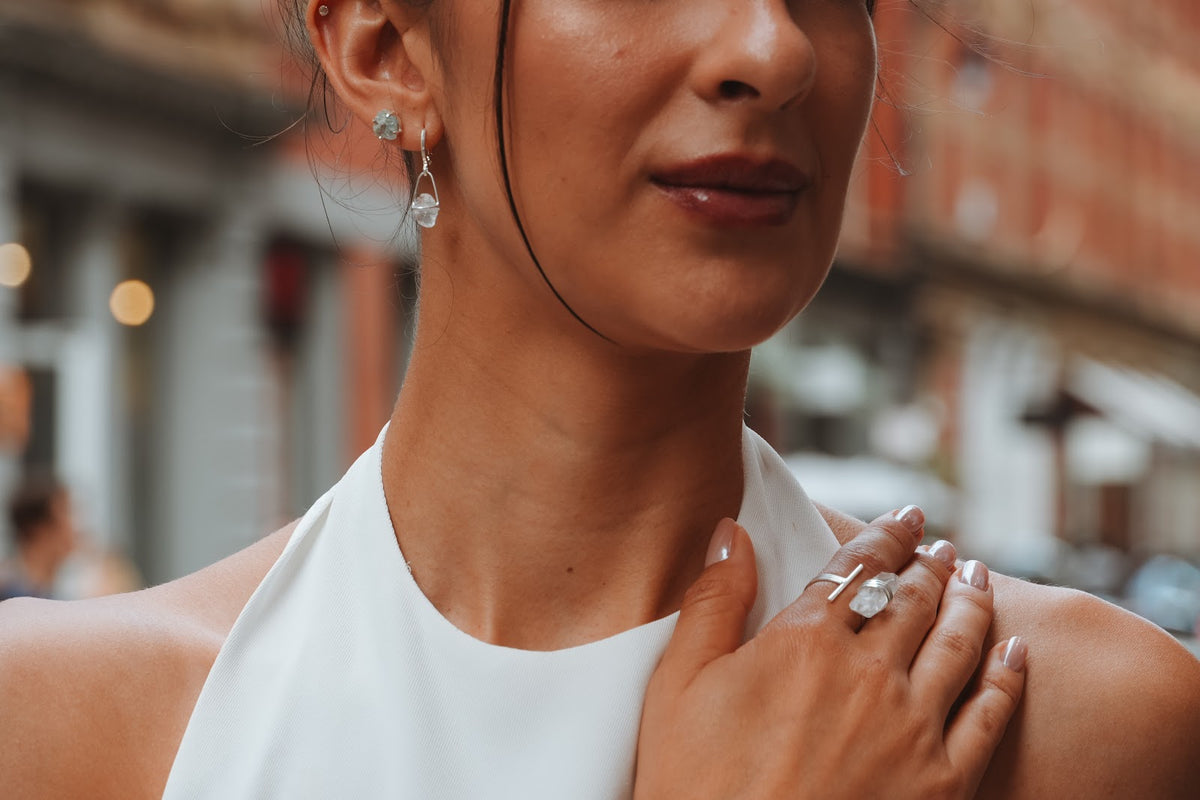 Caraiva Earrings - Silver Clear Quartz