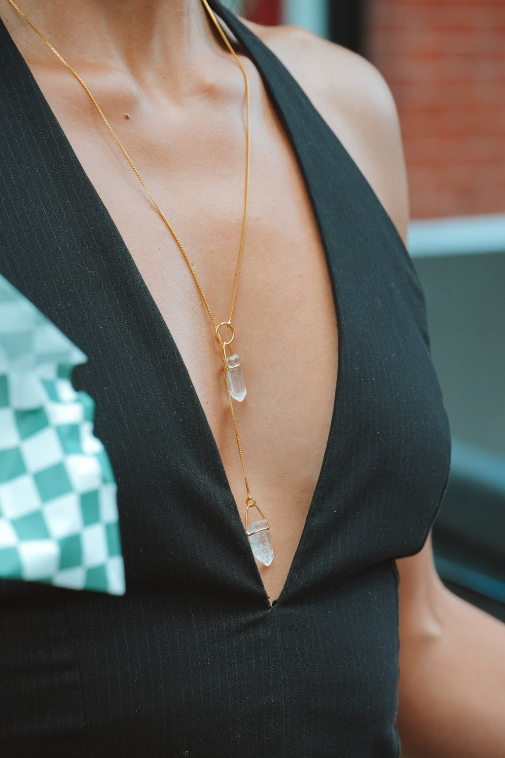 Tarsila Necklace - Gold Clear Quartz