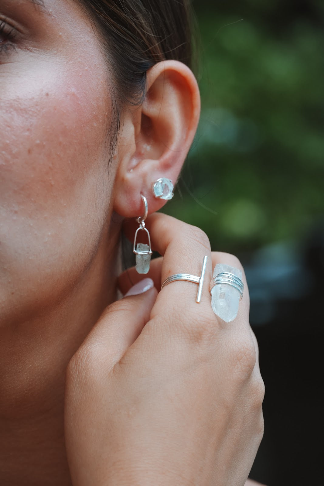 Caraiva Earrings - Silver Aquamarine