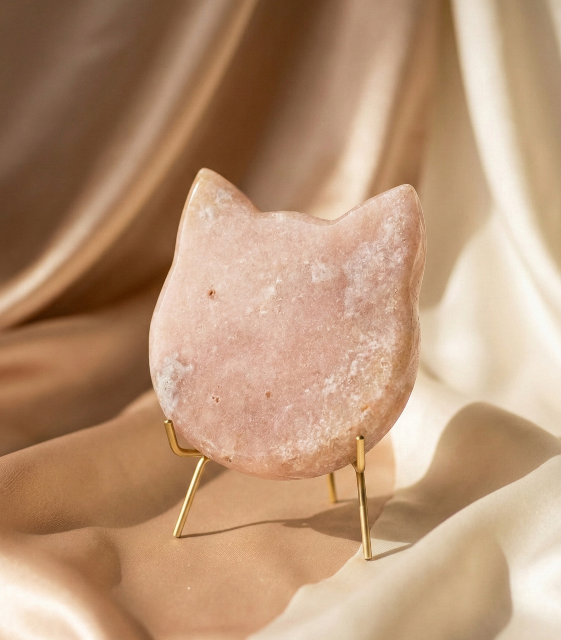 Pink Druzy Amethyst Cat Carving - A